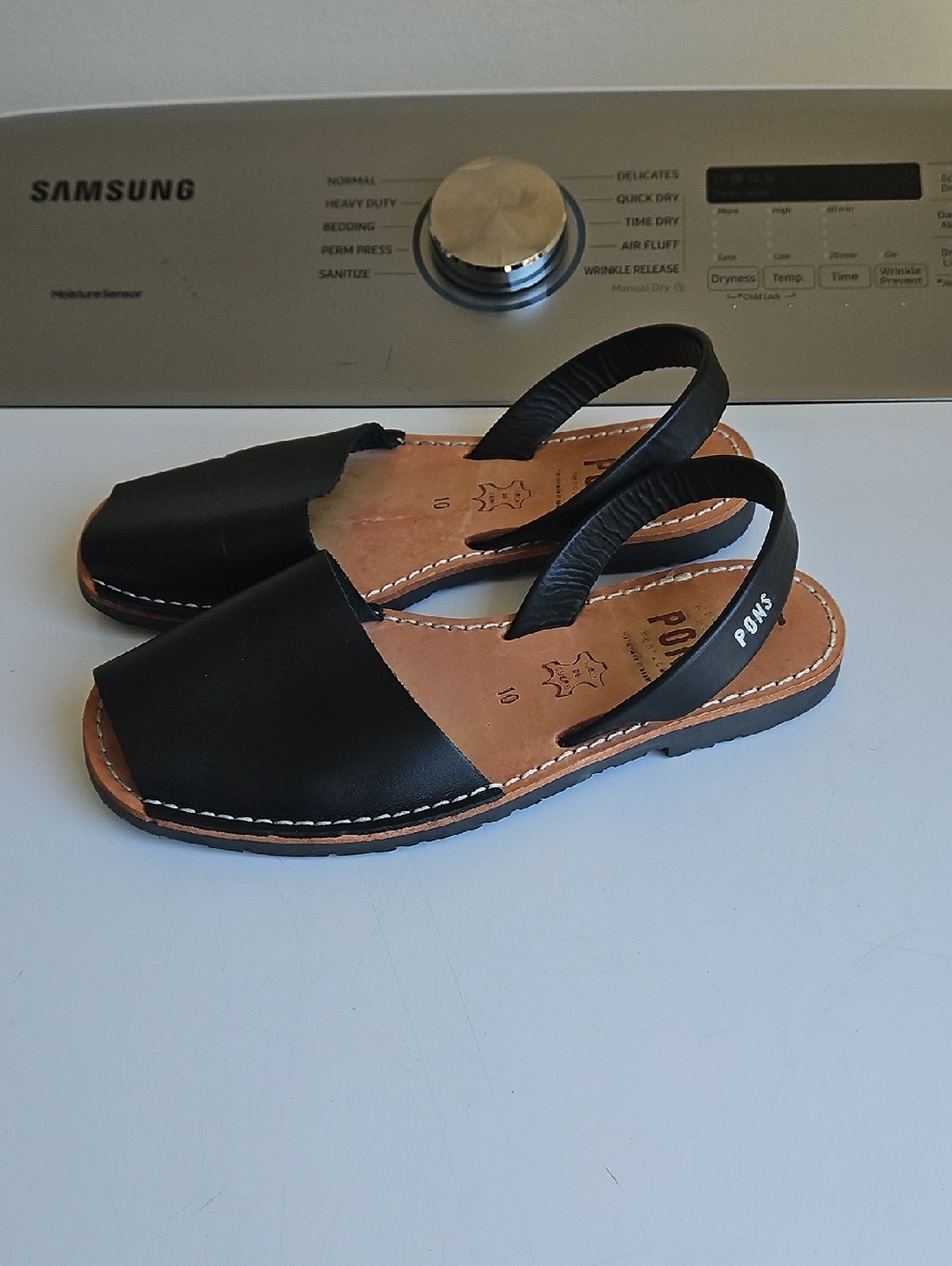 Pons Avarca Menorca Sandals Women Size 10 Ankle Strap Black Made In Spain